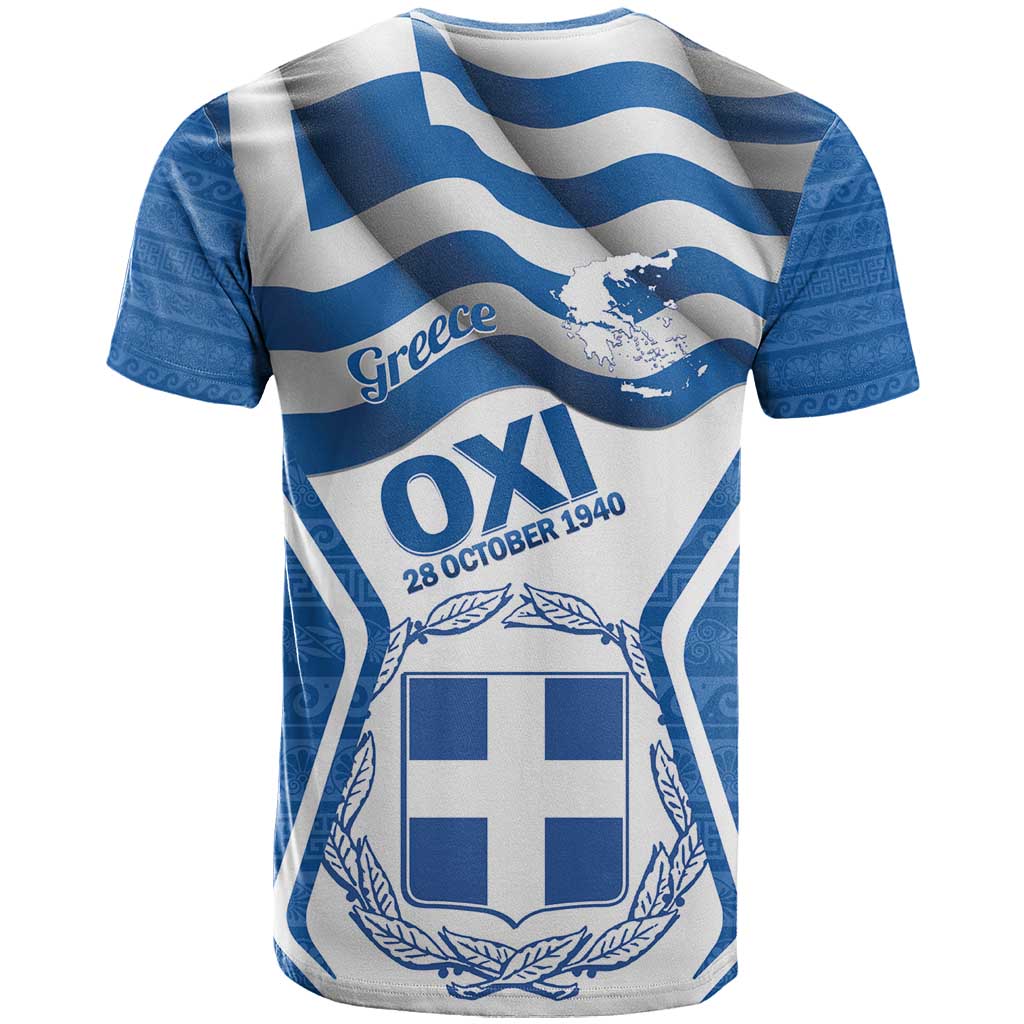 Greece Ohi Day T-Shirt Hellas Coat Of Arms Greek Pattern Graphic Tee