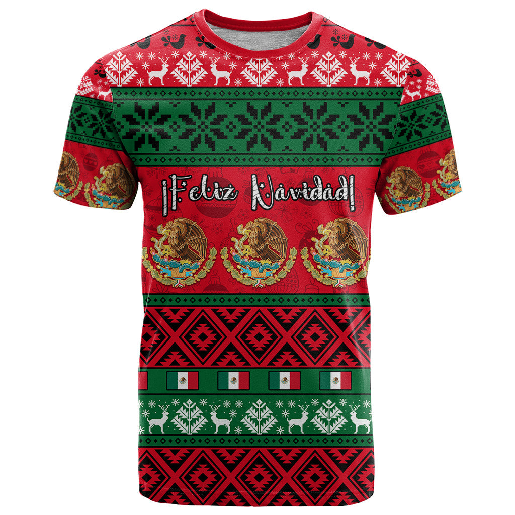 Personalised Mexico Christmas T-Shirt Feliz Navidad Mexican Pattern Graphic Tee