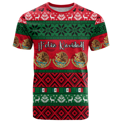Personalised Mexico Christmas T-Shirt Feliz Navidad Mexican Pattern Graphic Tee