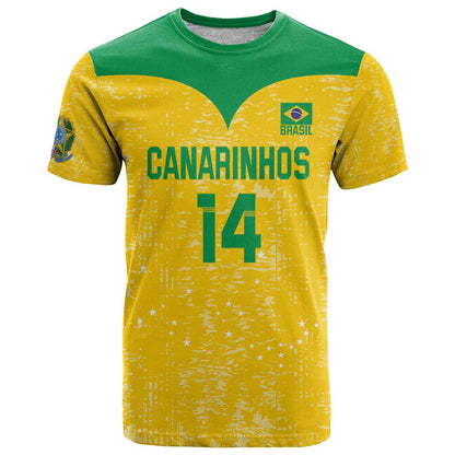 Custom Brasil Volleyball T-Shirt Vai Canarinhos! Graphic Tee
