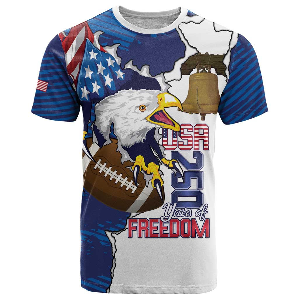 Personalized Football United States 250th Anniversary T-Shirt USA Flag Eagle Liberty Bell Graphic Tee