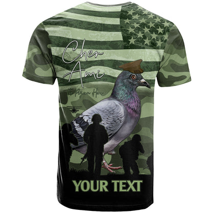 Personalized USA Cher Ami T-Shirt Lest We Forget Pigeon Hero Graphic Tee