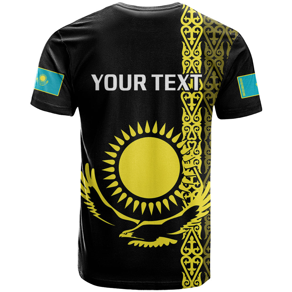 Personalised Kazakhstan T-Shirt Kazakh Traditional Pattern Black Version Graphic Tee