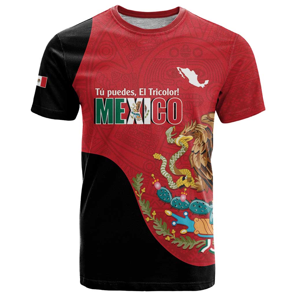 Custom Mexico Football T-Shirt Tu Puedes El Tricolor Red Graphic Tee
