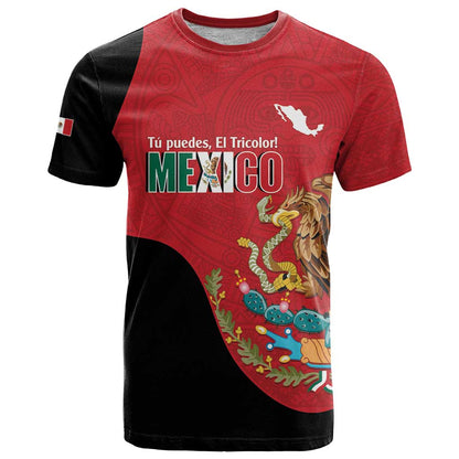 Custom Mexico Football T-Shirt Tu Puedes El Tricolor Red Graphic Tee