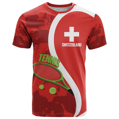 Personalised Switzerland Tennis T-Shirt Swiss Born To Play Graphic Tee
