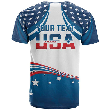 Personalized USA Gymnastics T-Shirt 2024 United States Flag Curve Style Graphic Tee
