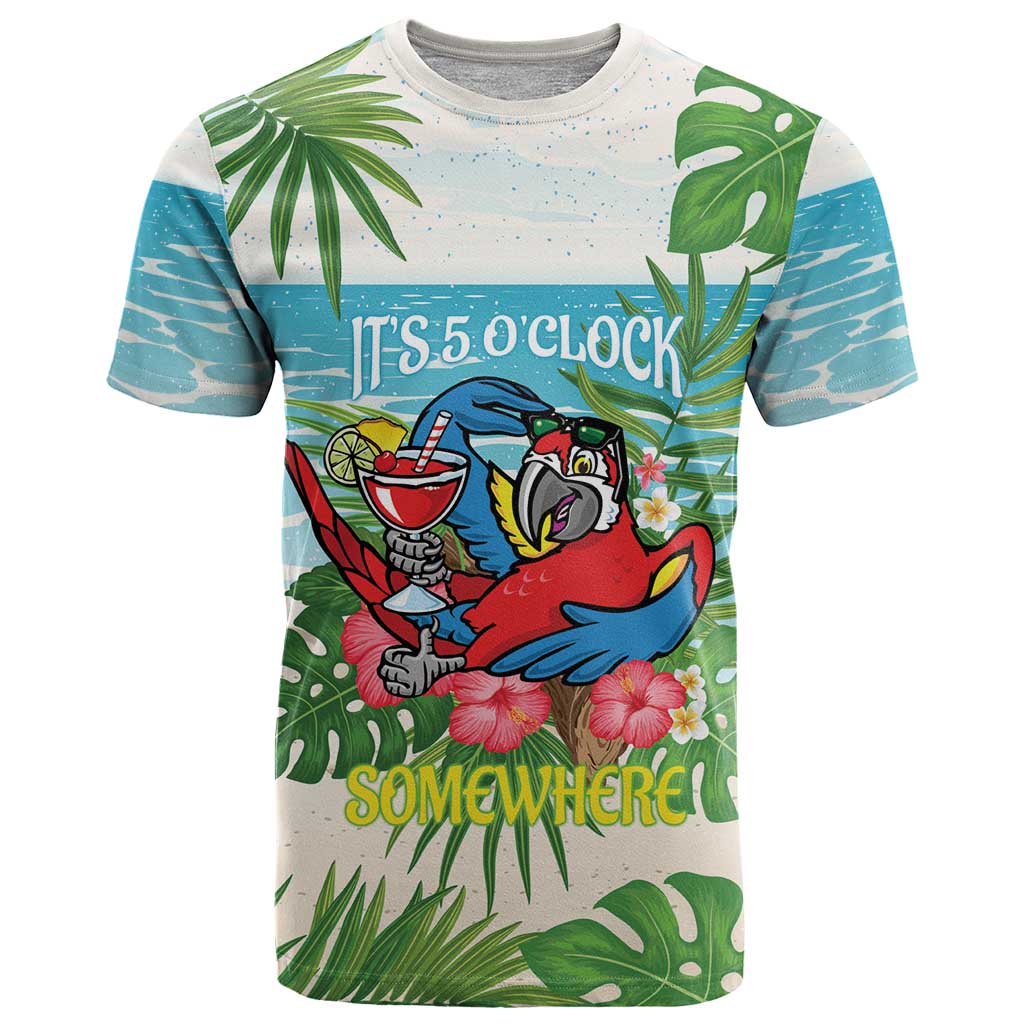 Guyana Christmas T-Shirt Chilling Macaw It's 5 o'clock Somewhere Graphic Tee
