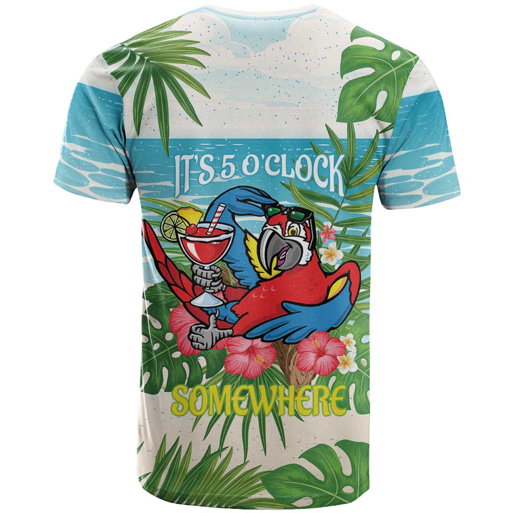 Guyana Christmas T-Shirt Chilling Macaw It's 5 o'clock Somewhere Graphic Tee