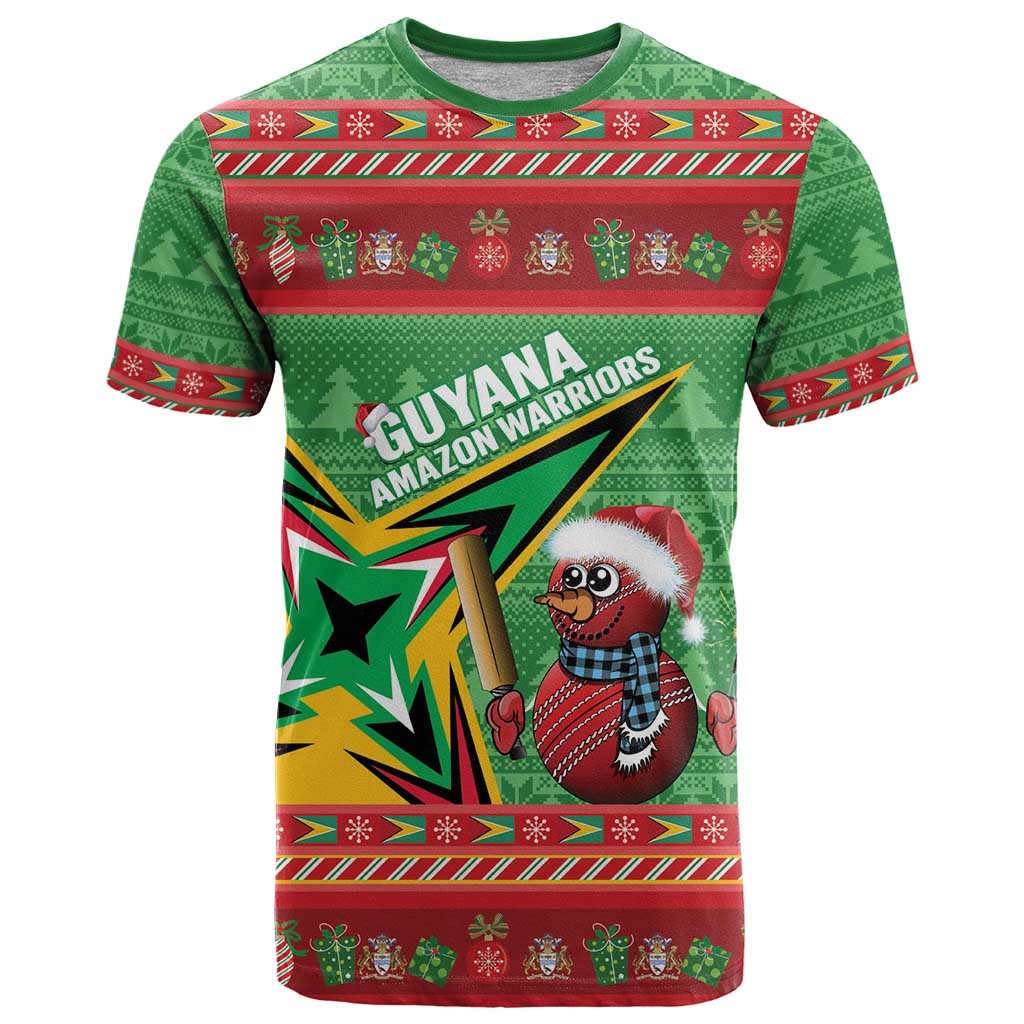 Personalized Guyana Cricket Christmas T-Shirt Amazon Warriors Merry Xmas Graphic Tee