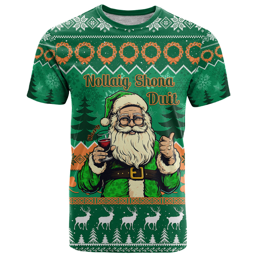 Personalised Ireland Christmas T-Shirt Irish Santa Claus Nollaig Shona Duit Graphic Tee