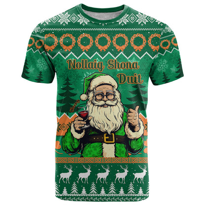 Personalised Ireland Christmas T-Shirt Irish Santa Claus Nollaig Shona Duit Graphic Tee