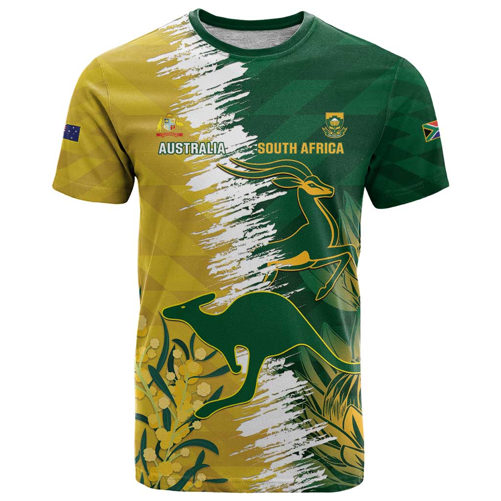 Custom Australia And South Africa Cricket T-Shirt Aussies Proteas Together Graphic Tee