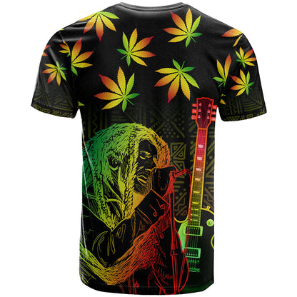 Jamaica Legend Bob Day T-Shirt One Love Jamaican Reggae African Pattern Graphic Tee