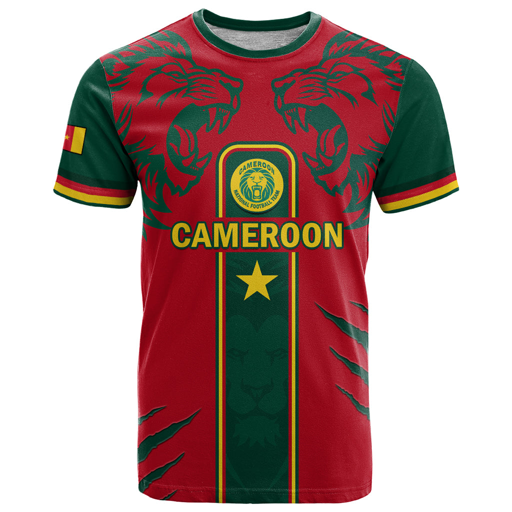 Custom Cameroon Football T-Shirt 2024 African Nations Go Champions Lion Style Graphic Tee