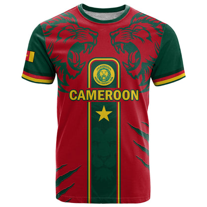 Custom Cameroon Football T-Shirt 2024 African Nations Go Champions Lion Style Graphic Tee