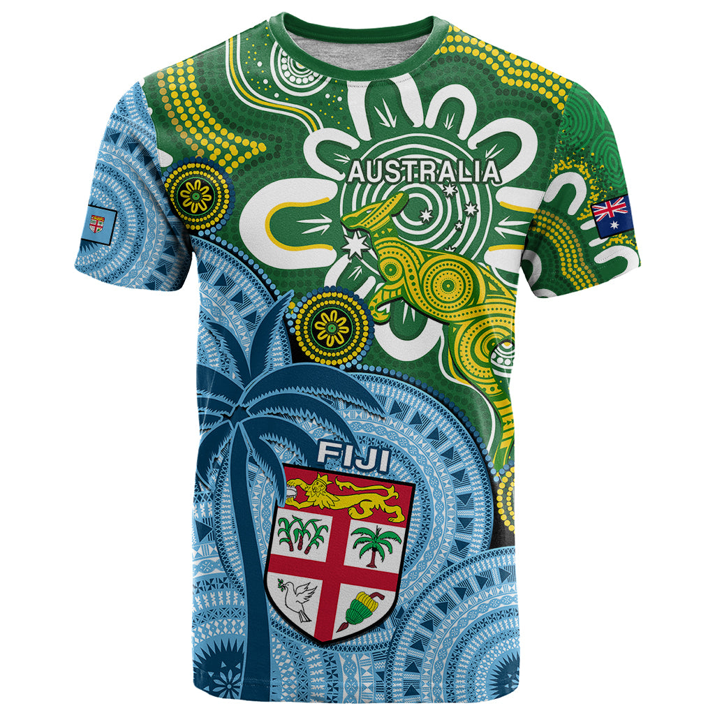 Personalised Australia And Fiji T-Shirt Aboriginal Mix Fijian Tapa Unique Style Graphic Tee