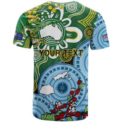 Personalised Australia And Fiji T-Shirt Aboriginal Mix Fijian Tapa Unique Style Graphic Tee