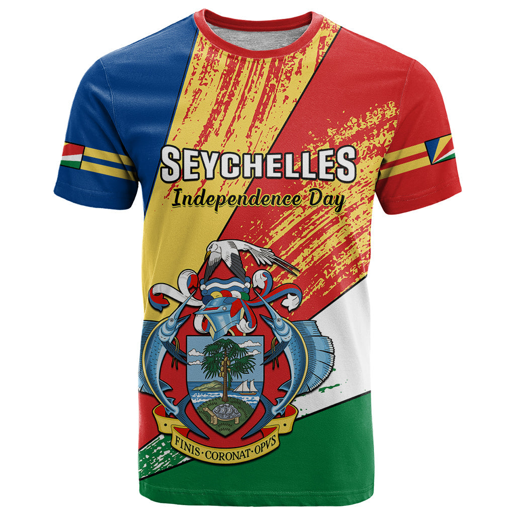 Personalised 29 June Seychelles Independence Day T-Shirt Flag Style Graphic Tee