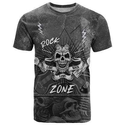 Live Love Rock Skull T-Shirt Retro Grunge Style Graphic Tee