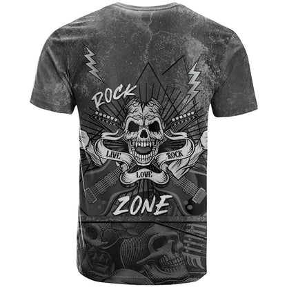 Live Love Rock Skull T-Shirt Retro Grunge Style Graphic Tee