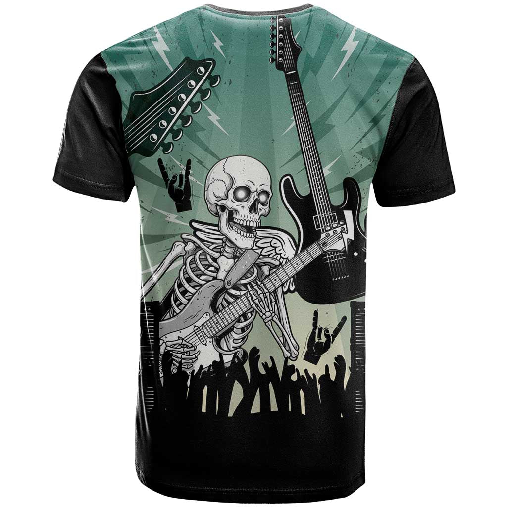 Electric Guitar Skull T-Shirt Lets Rock Graphic Tee