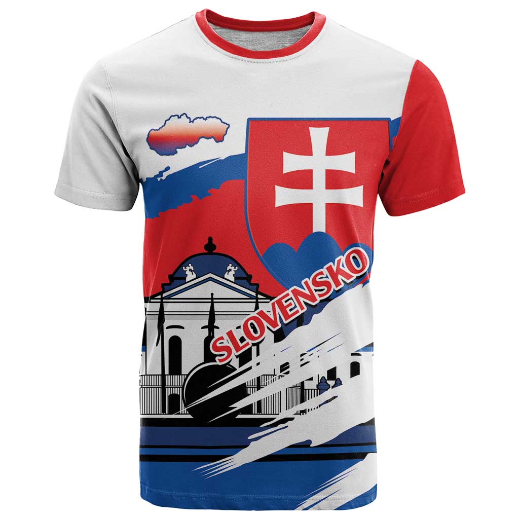 Slovakia Constitution Day T-Shirt Slovensko Grassalkovich Palace With Coat Of Arms Graphic Tee