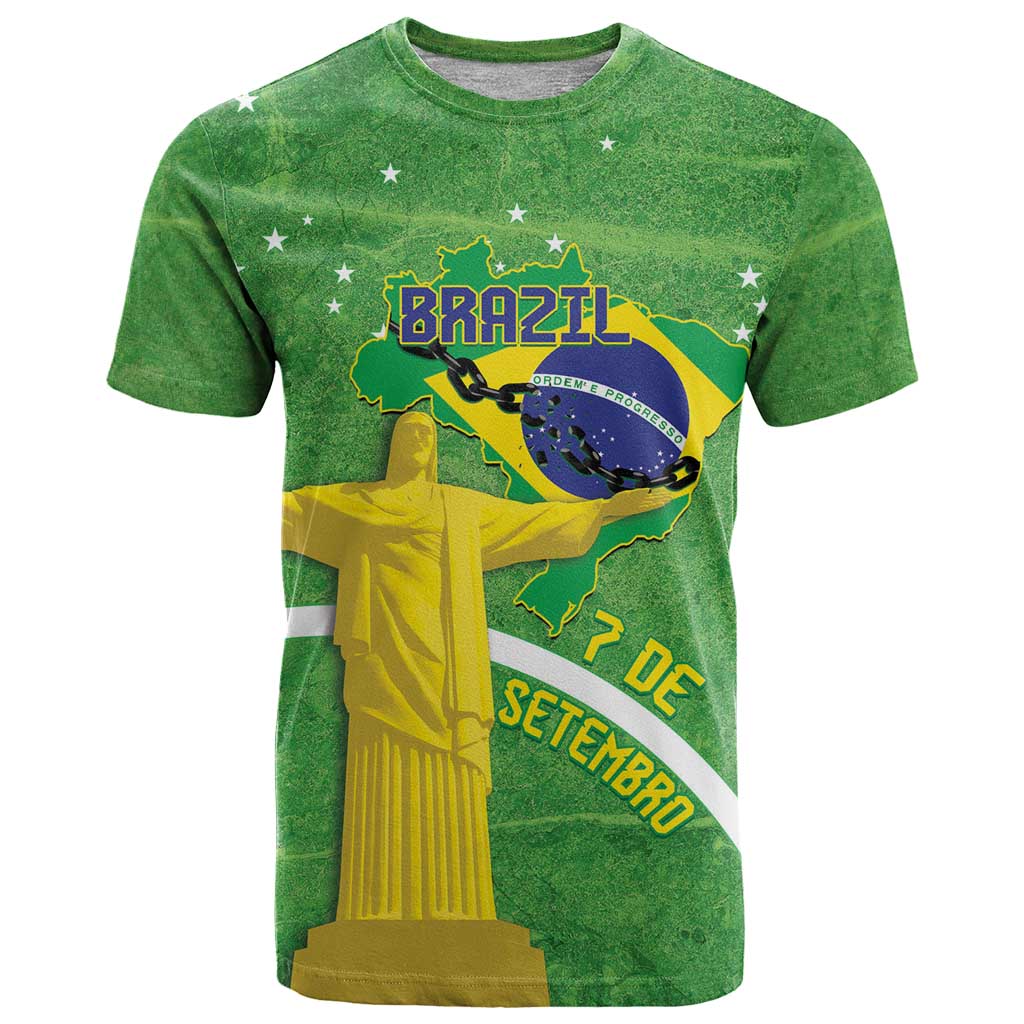 Personalized Brazil Independence Day T-Shirt Brasil Map Christ The Redeemer 7 De Setembro Graphic Tee