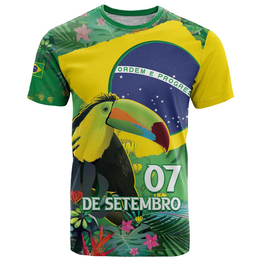 Feliz Dia Da Indepencencia Brazil T-Shirt Brasil Toucan Tropical Vibes Graphic Tee