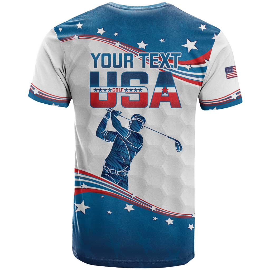 Personalized USA Golf T-Shirt 2024 United States Flag Curve Style Graphic Tee