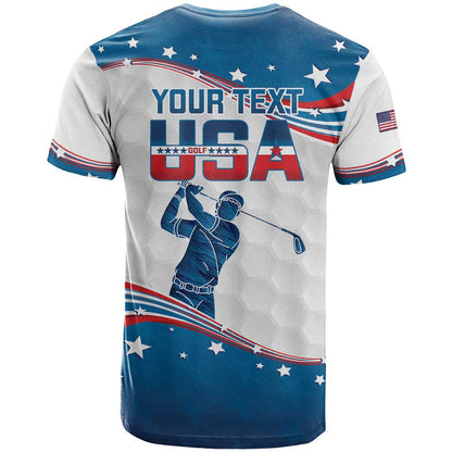 Personalized USA Golf T-Shirt 2024 United States Flag Curve Style Graphic Tee