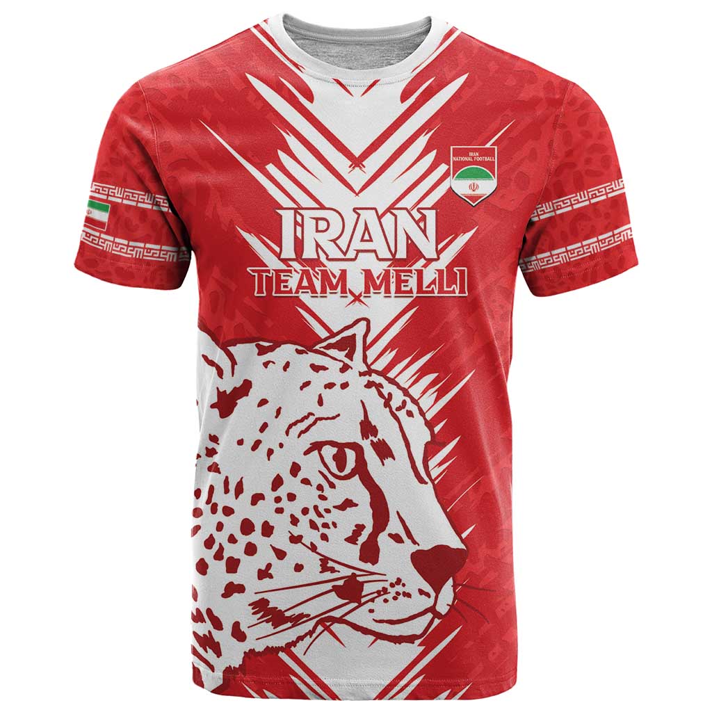 Custom Iran Football T-Shirt Go Team Melli Leopard Pattern Graphic Tee