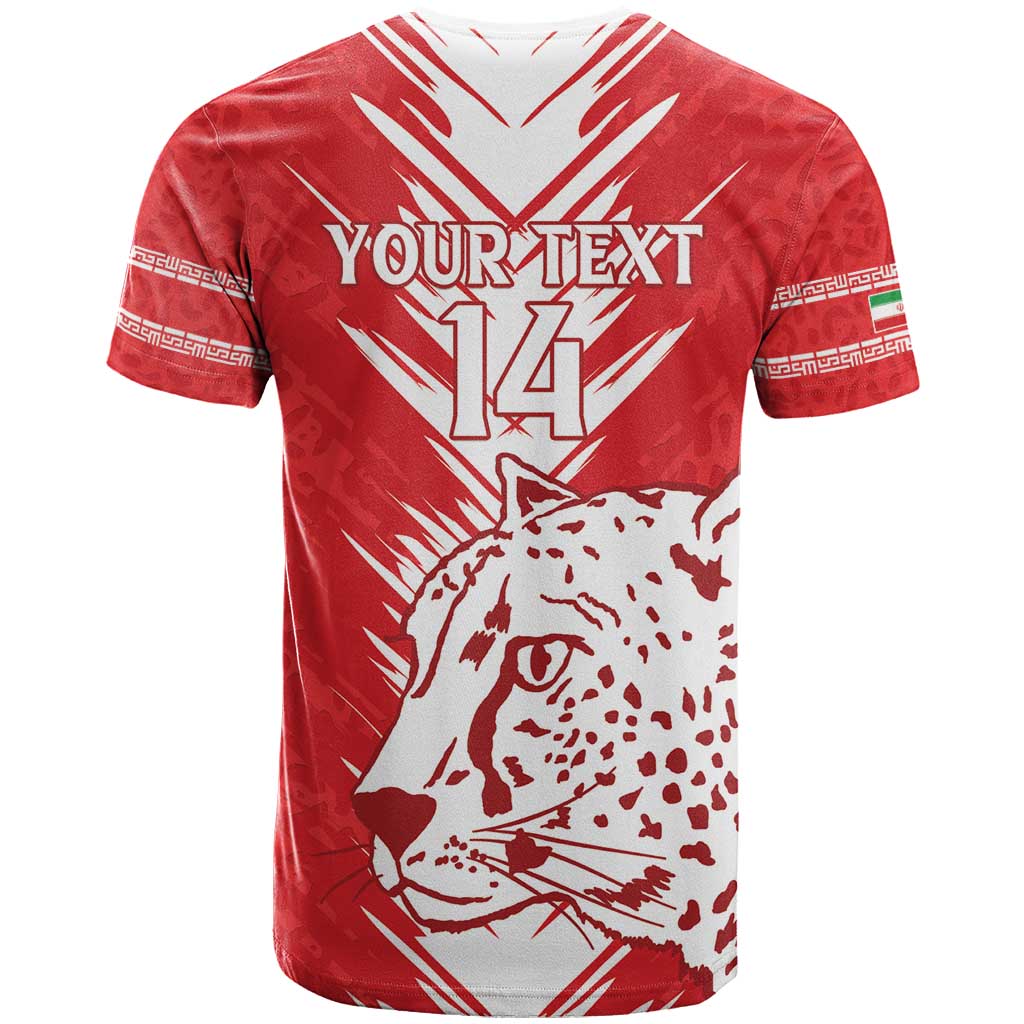 Custom Iran Football T-Shirt Go Team Melli Leopard Pattern Graphic Tee