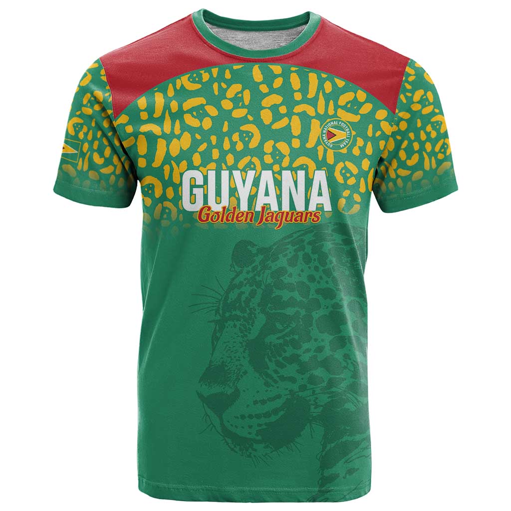 Custom Guyana Football T-Shirt Go Golden Jaguars Green Version Graphic Tee