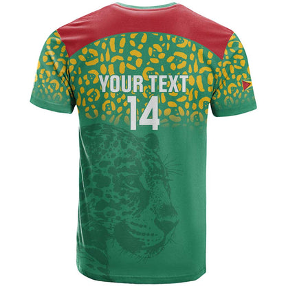 Custom Guyana Football T-Shirt Go Golden Jaguars Green Version Graphic Tee