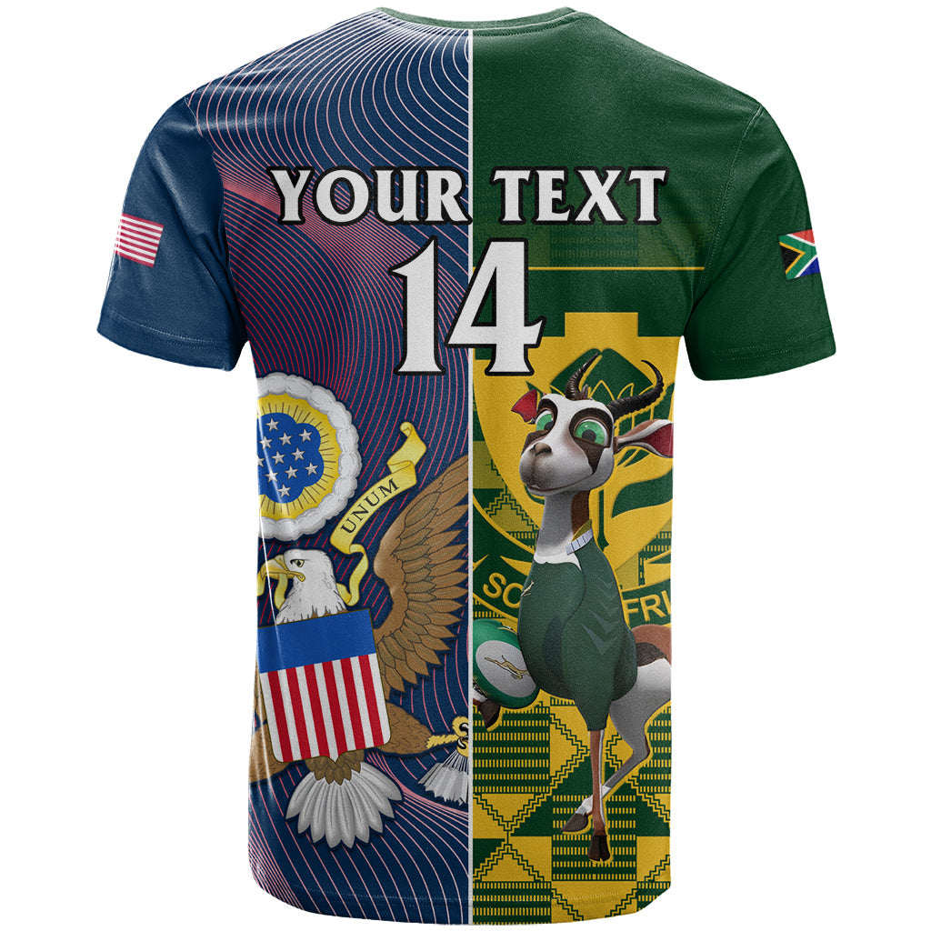 Custom South Africa And United States Rugby T-Shirt Springboks Combine Eagles Graphic Tee