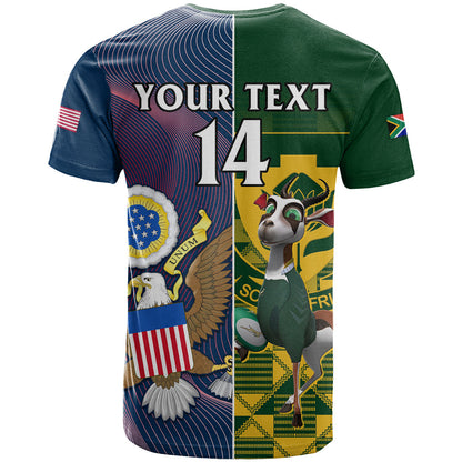 Custom South Africa And United States Rugby T-Shirt Springboks Combine Eagles Graphic Tee