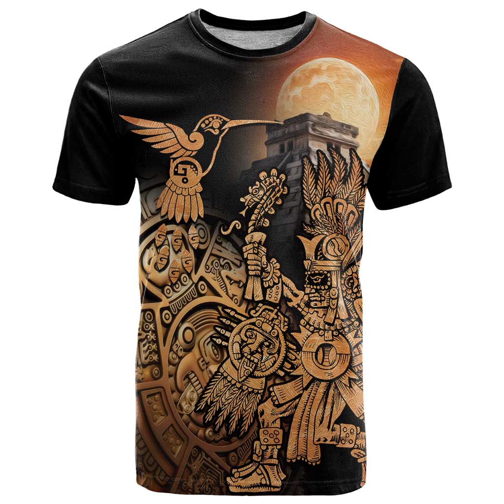 Mexico Warrior T-Shirt Huitzilopochtli With Aztec Hummingbird Graphic Tee
