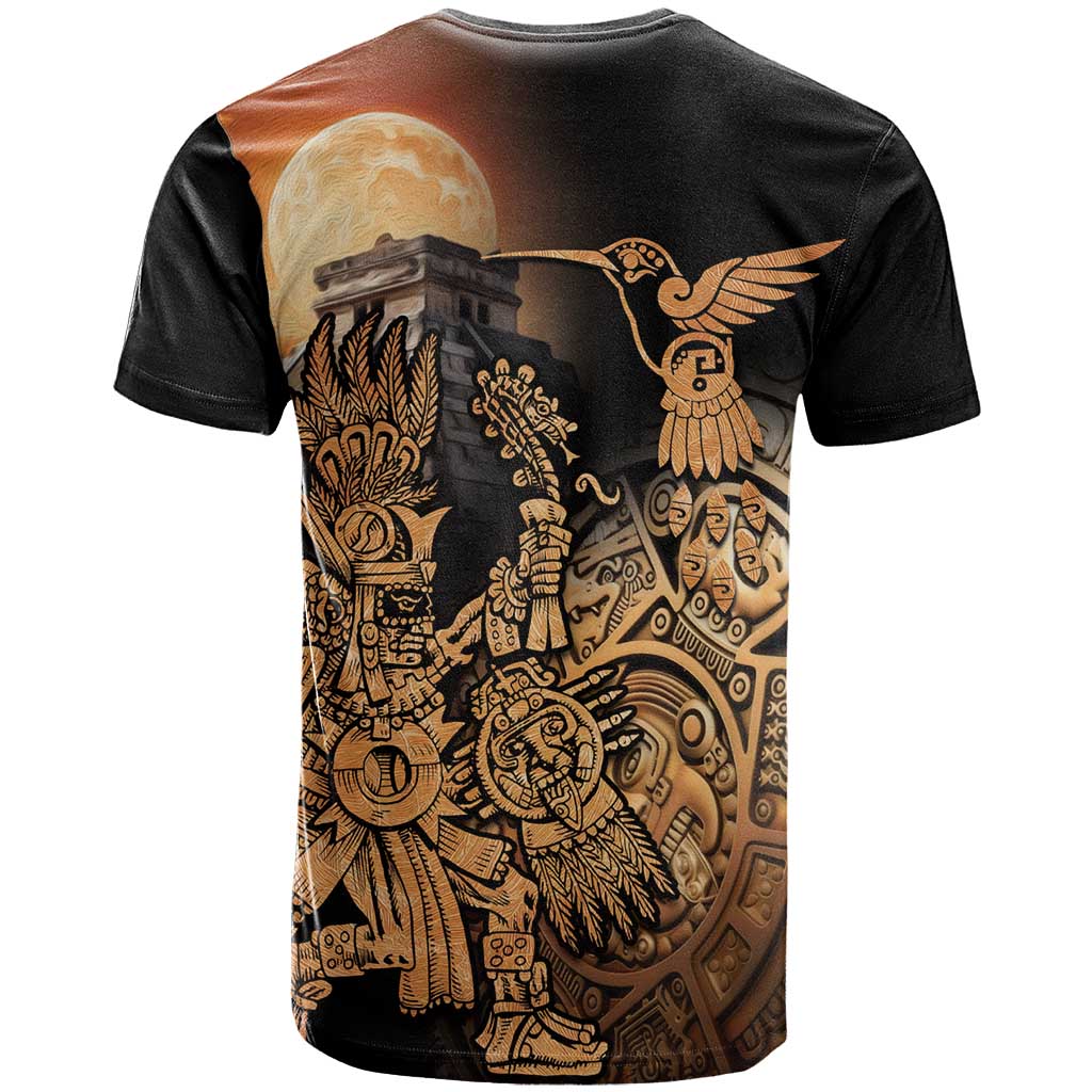 Mexico Warrior T-Shirt Huitzilopochtli With Aztec Hummingbird Graphic Tee