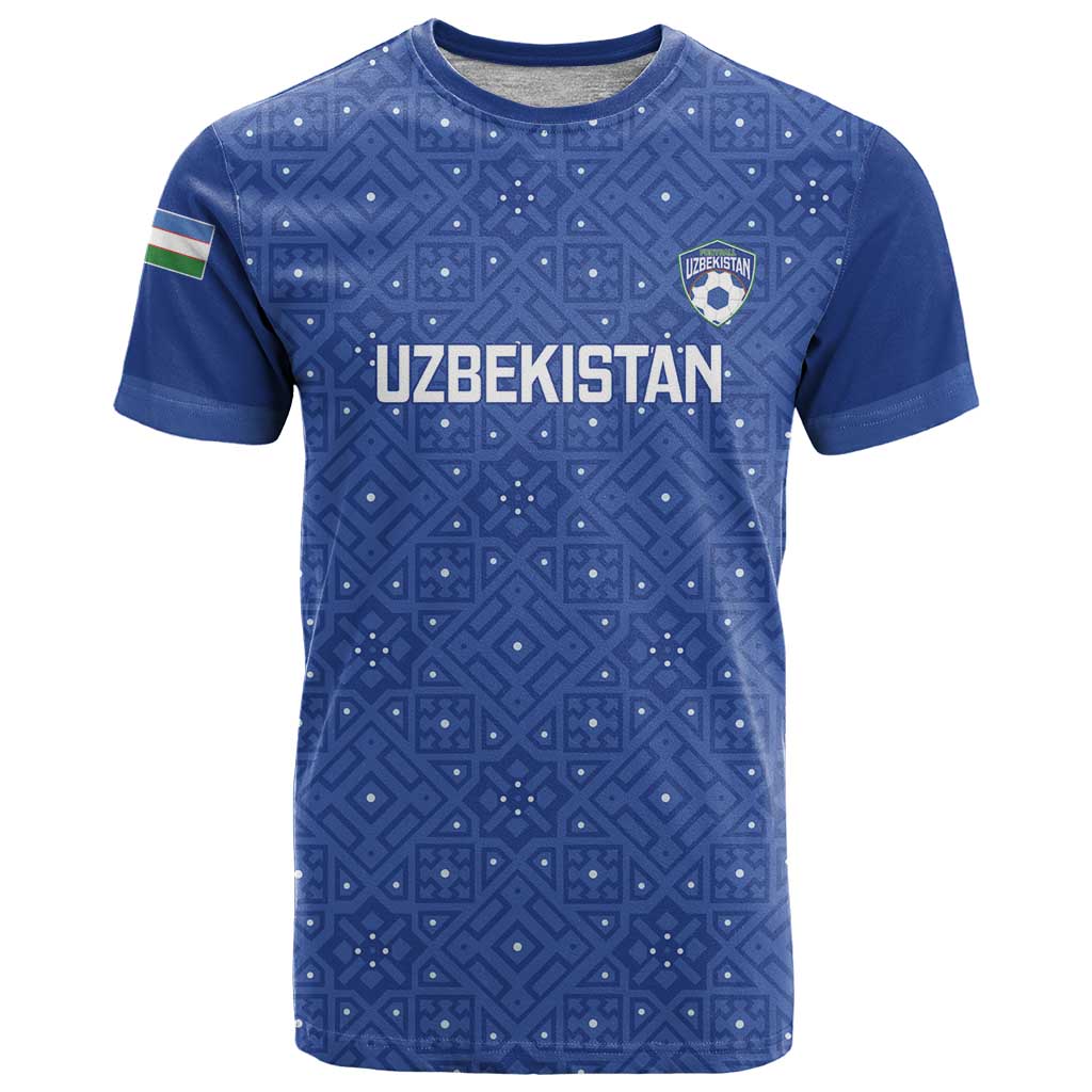 Uzbekistan Football Custom T-Shirt Come On White Wolves Blue Graphic Tee