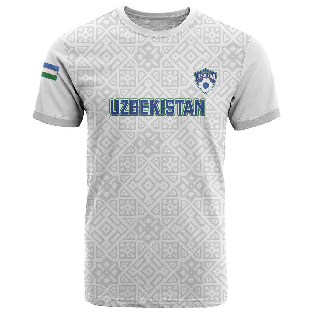 Uzbekistan Football Custom T-Shirt Come On White Wolves White Graphic Tee