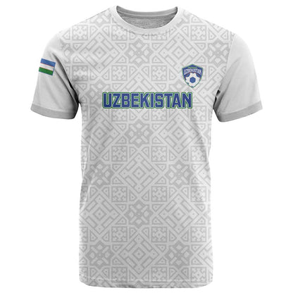 Uzbekistan Football Custom T-Shirt Come On White Wolves White Graphic Tee