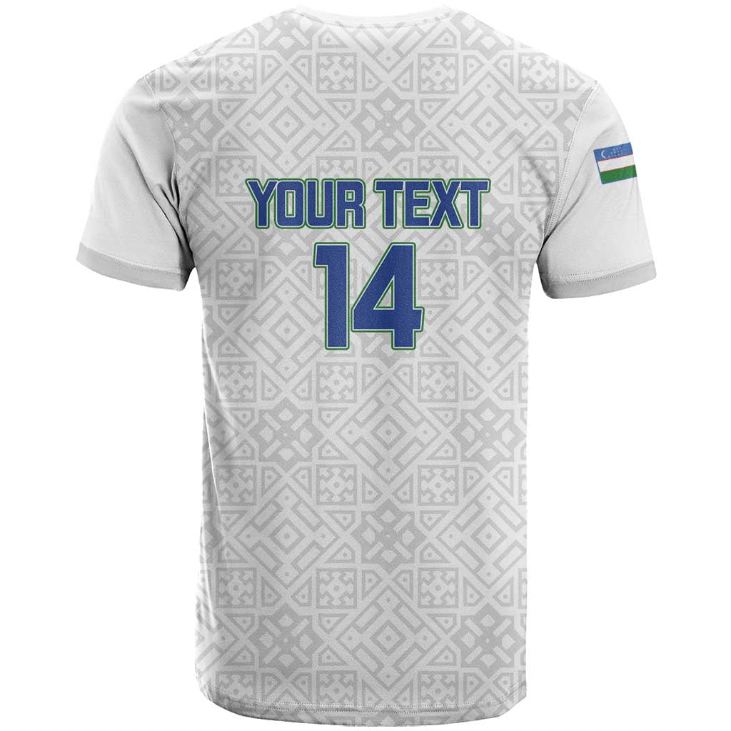 Uzbekistan Football Custom T-Shirt Come On White Wolves White Graphic Tee
