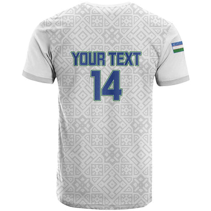 Uzbekistan Football Custom T-Shirt Come On White Wolves White Graphic Tee