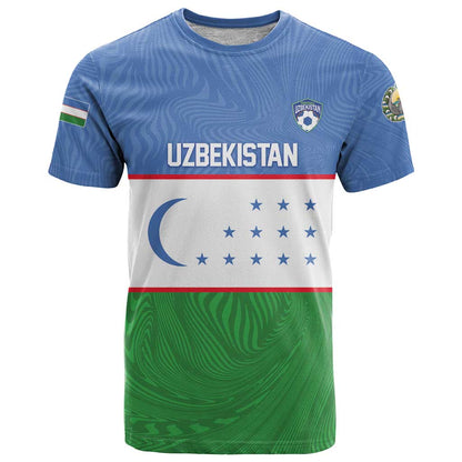 Uzbekistan Football Custom T-Shirt Come On White Wolves Flag Style Graphic Tee