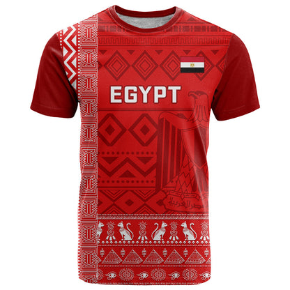 Egypt Football T-Shirt 2024 Go Champions Pharaohs Egyptian Patterns Graphic Tee