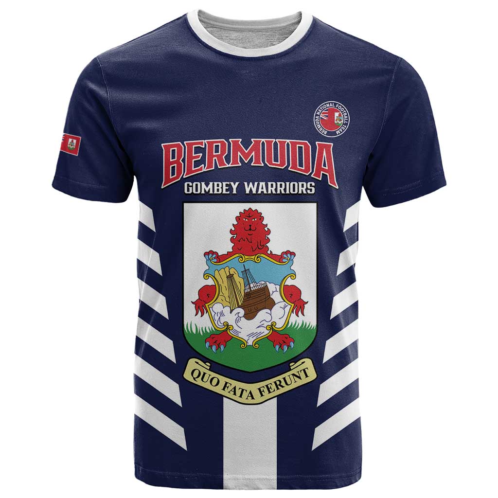 Custom Bermuda Football T-Shirt 2025 Go Gombey Warriors - Blue Graphic Tee