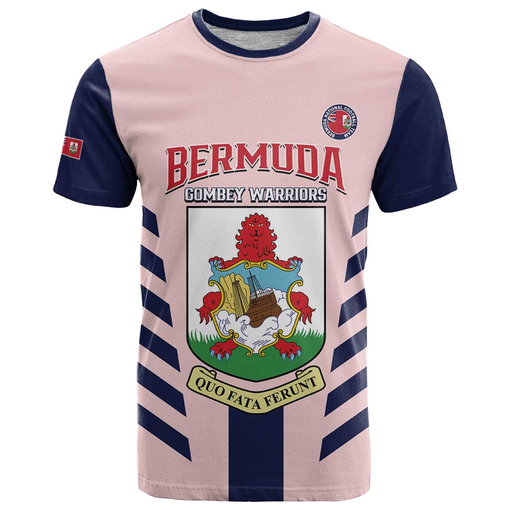 Custom Bermuda Football T-Shirt 2025 Go Gombey Warriors - Pink Graphic Tee