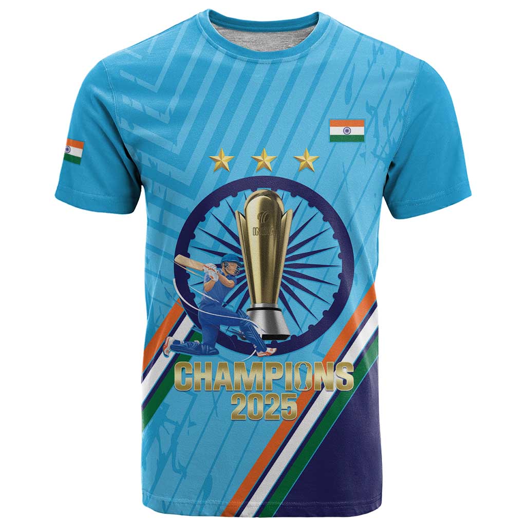 Personalised India Cricket T-Shirt 2025 Men In Blue 3rd Champions Proud Graphic Tee