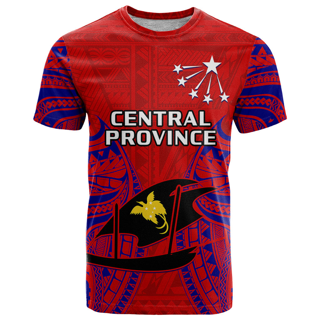 Papua New Guinea T-Shirt Central Province Mix Coat Of Arms Polynesian Art Graphic Tee